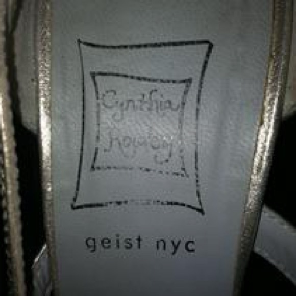 Nancy Geist For Cynthia Rowley Y2K 90s Gold Leather Cutout Peep Toe Heels Size 7 - Picture 5 of 6